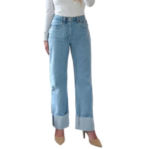 Abercrombie & Fitch Curve Love The 90s Relaxed Jean High Rise Light Wash 32 14R - Picture 1 of 11